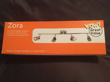 Zora Dimmable Halogen Spotlight 4 Light Bar, Chrome Plated with bulbs