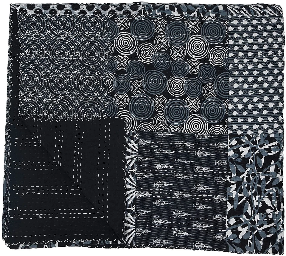 Индийское лоскутное одеяло Kantha королевского размера покрывало ручной работы лоскутное одеяло принт Gudari - Изображение 4 из 4