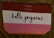 Clinique x Kate Spade Collaboration Makeup Bag red pink white cosmetic pouch New