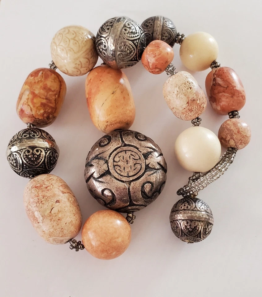 Gargantilla Collar Grueso Vintage Natural Multi Piedra 16" Foto 3 de 4