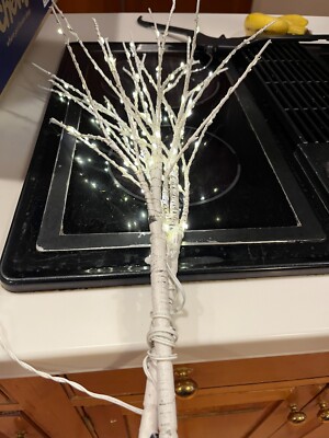 Lighted White Birch Twig Branches (2) ATTACHED 25''H WITH TIMER(NEEDS 3 AA BATTER