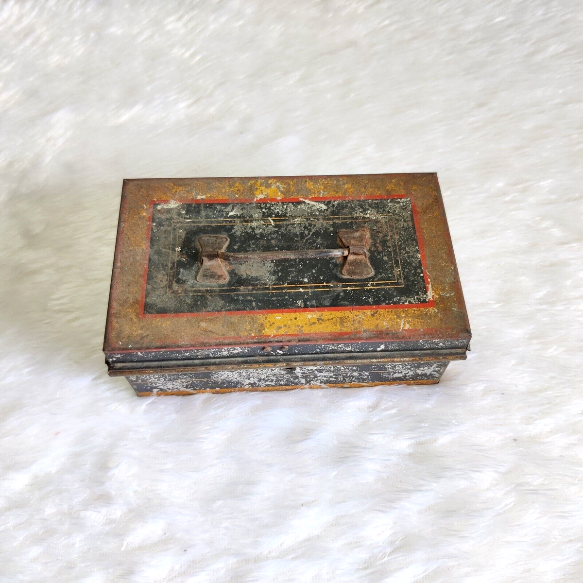 1930s Vintage Tin Safety Money Box With Handle English Make Old