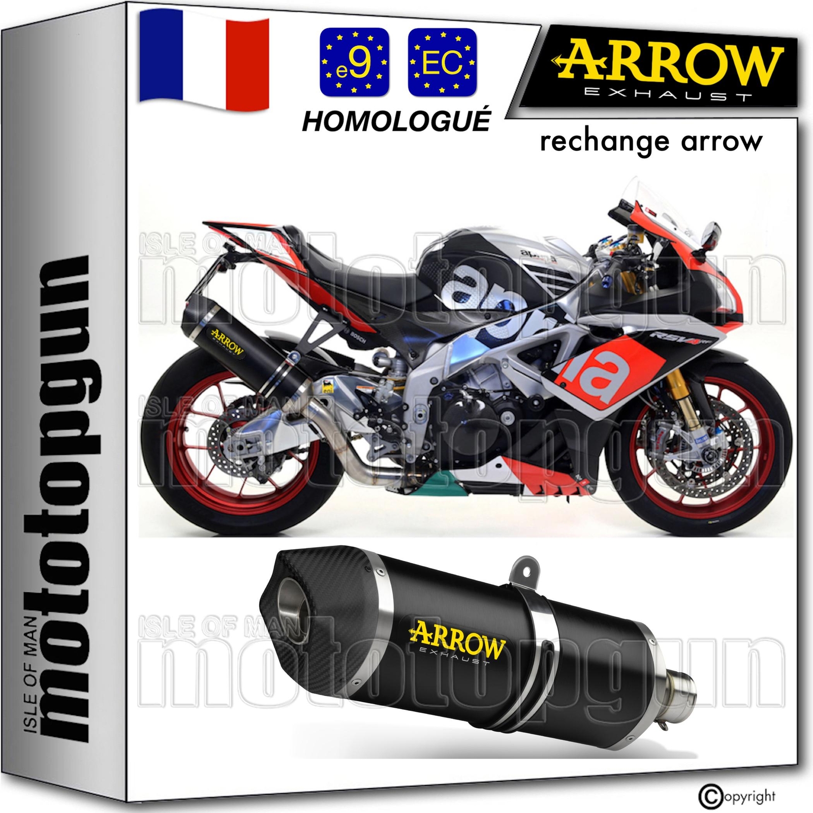 Échappement Arrow silencieux noir C Race-Tech homologué moto Aprilia RSV4 RF 2015