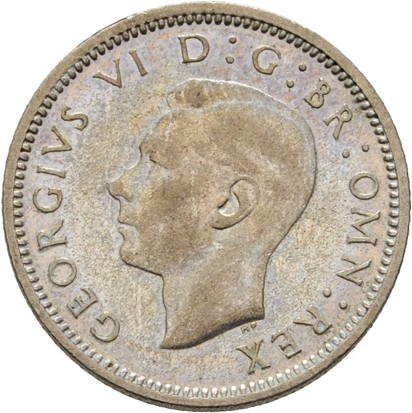 Great Britain 6 Pence George VI, 1942 2.7g Original Coin #HUT140