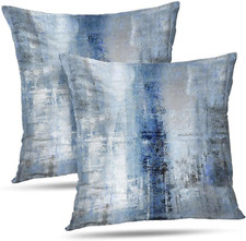 Blue and Grey Abstract Art Artwork Pillow Cover, Gallery Modern Decorative Throw