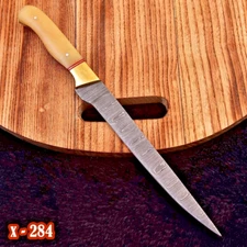 handmade Damascus steel chef  Kitchen knife fillet knife CAMEL BONE HANDLE X284