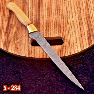 handmade Damascus steel chef  Kitchen knife fillet knife CAMEL BONE HANDLE X284
