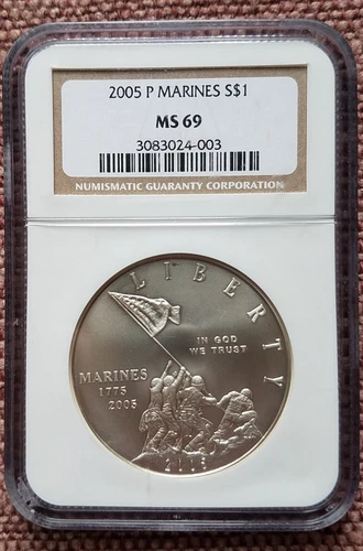 2005 P Marine Corps Anniversary Commemorative Silver UNC Dollar NGC MS69