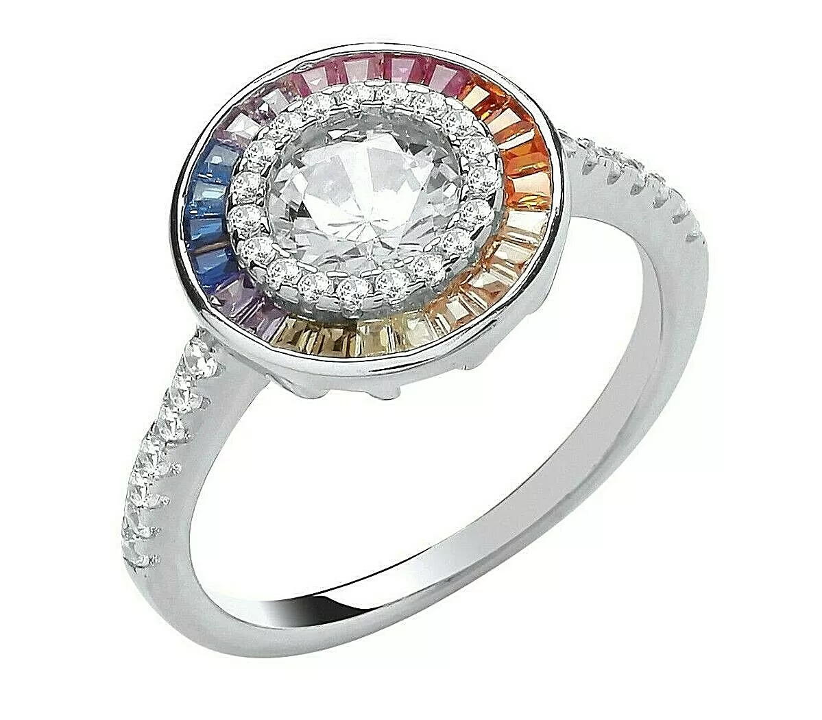 Silver halo cluster sale ring