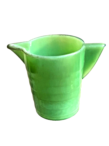 VINTAGW AKRO AGATE GLASS ART DECO JADITE GREEN CREAMER PITCHER - 第 1/4 張圖片