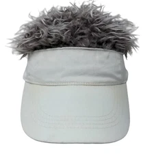Flair Hair Strapback Sun Visor Hat Hair Wig White One Size Adjustable