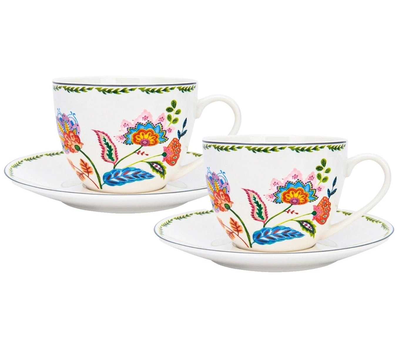 Tazas de té de China de hueso floral y platillo Conjuntos