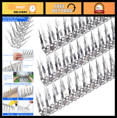 10 FT Stainless Steel Bird Deterrent Spikes - Pigeon & Animal Repellent for Gard