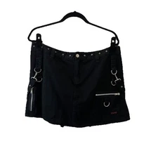 VTG Tripp NYC Y2K 2000s Black Goth Grunge Rave Rockster Skirt Straps Womens XL