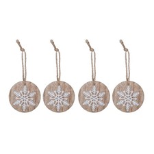 Rustic Wooden Snowflake Ornaments   Set of 4