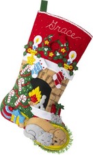 Bucilla Felt Stocking Applique Kit 18" Long-Holiday Hearth