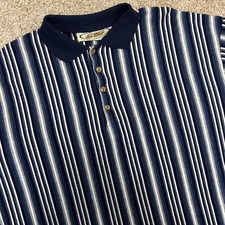 Vintage Joe Wear Vertical Striped Polo Shirt Men Size Medium Made in USA 90s