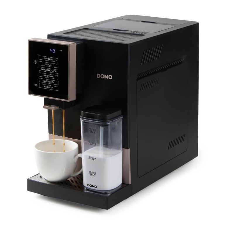 Machine à expresso automatique DOMO DO743K avec broyeur à grains intégré noir et argent 1350W