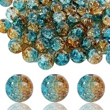 100Pcs 10mm Crackle Glass Beads for Jewelry Making - Round Spacer Crystal Bea...