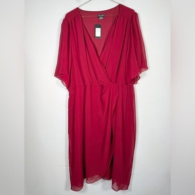 City Chic Women s NWT Size XXL/24 Twist Love Dress in Ruby
