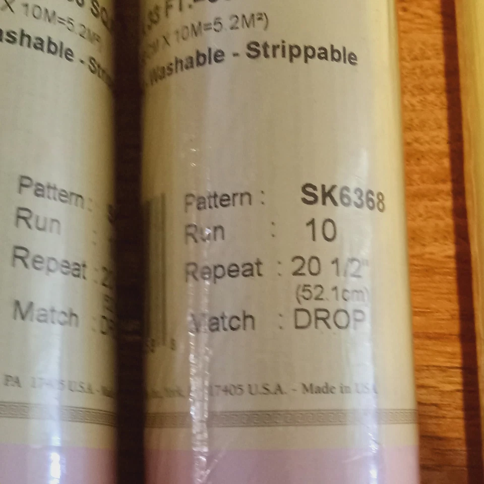 5 Double Rolls York St. James Wallpaper Pink W/Circles Prepasted  20.5"x33' Each - Image 3 of 4
