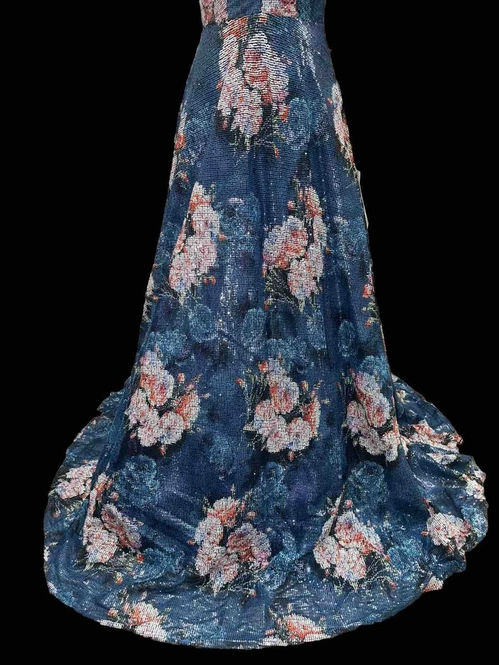 VESTIDO FORMAL JOVANI 58646 TALLA 2 FIESTA GRADUACIÓN CONCURSO MULTI AZUL NUEVO CON ETIQUETAS Foto 3 de 4