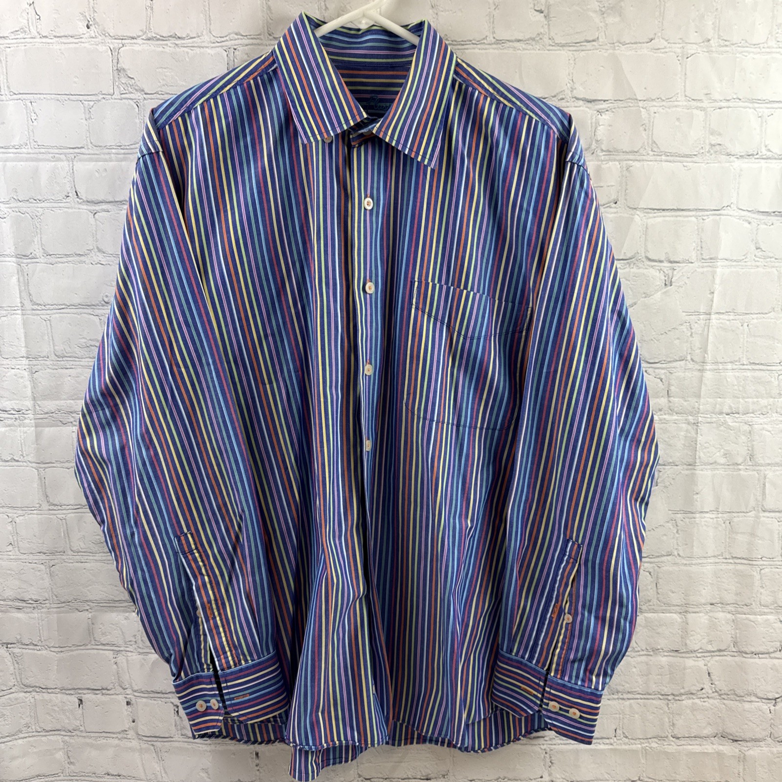 Alan Flusser Button Down Multi Colored Striped Lo… - image 2
