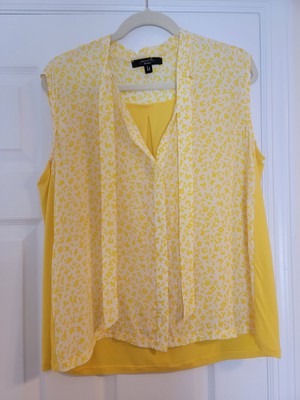 MAX MARA WEEKEND Silk Sleeveless Blouse  in Yellow Size XL