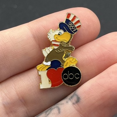Vintage 1984 Los Angeles Olympics Sam Eagle I Love ABC News Lapel Hat Pin