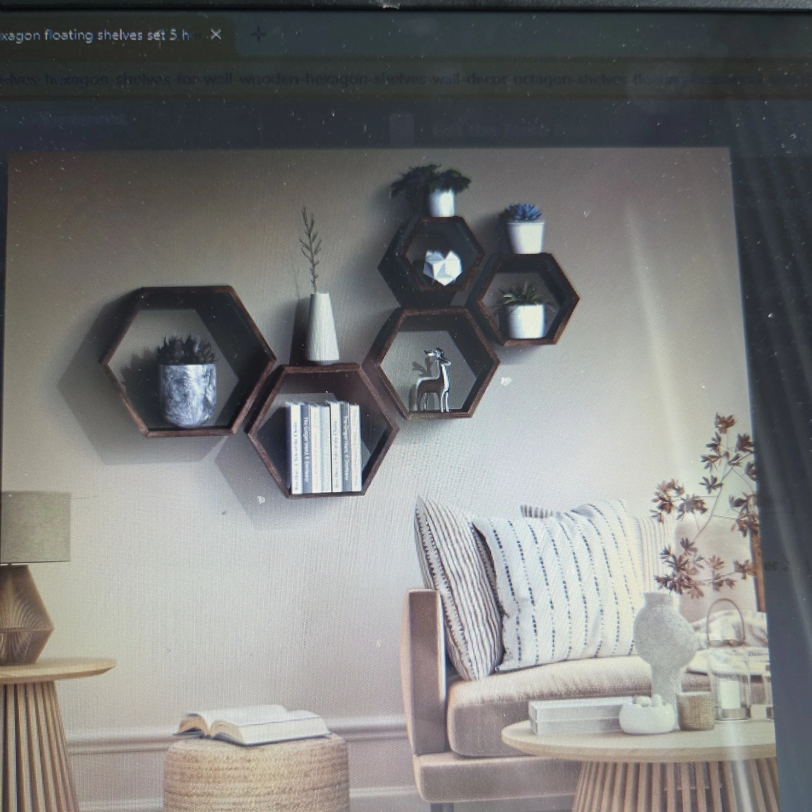 Hexagon Floating Shelves Set Of5 Black