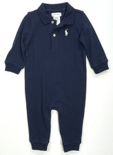 NWT Polo Ralph Lauren Boys Classic Vintage Logo One Piece Solid Romper sz 6m