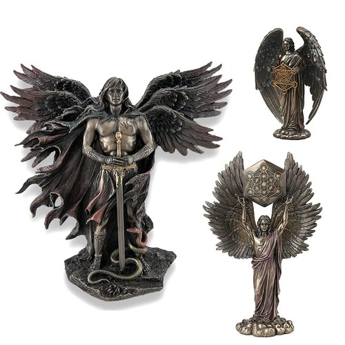 Statua geometrica angelo metatron ebraismo talmudico che tiene fiore sacro della vita - Foto 3 di 9