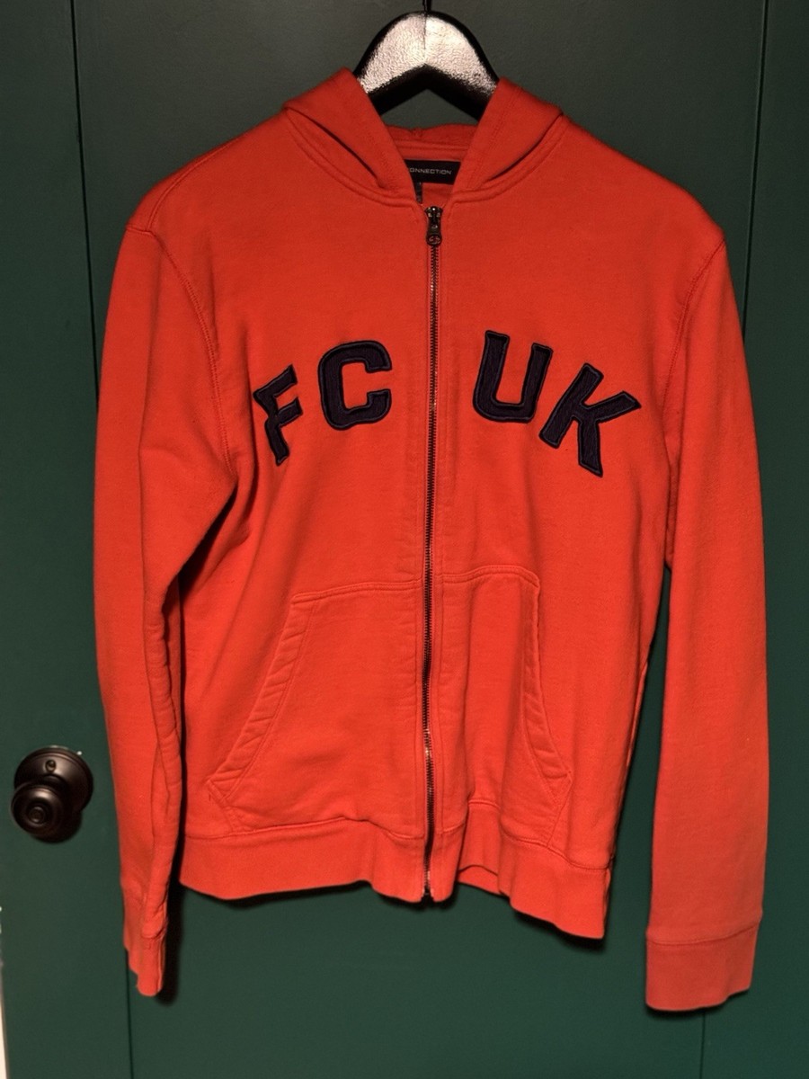 Vintage Y2K FCUK French Connection Orange Full Zip Hoodie