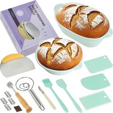 Banneton Bread Proofing Basket Set, Sourdough Starter Kit, 9" round  10" Oval B