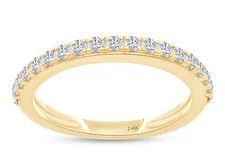 14K Yellow Gold 0.40 Ct Lab Grown Diamond Half Eternity Wedding Band