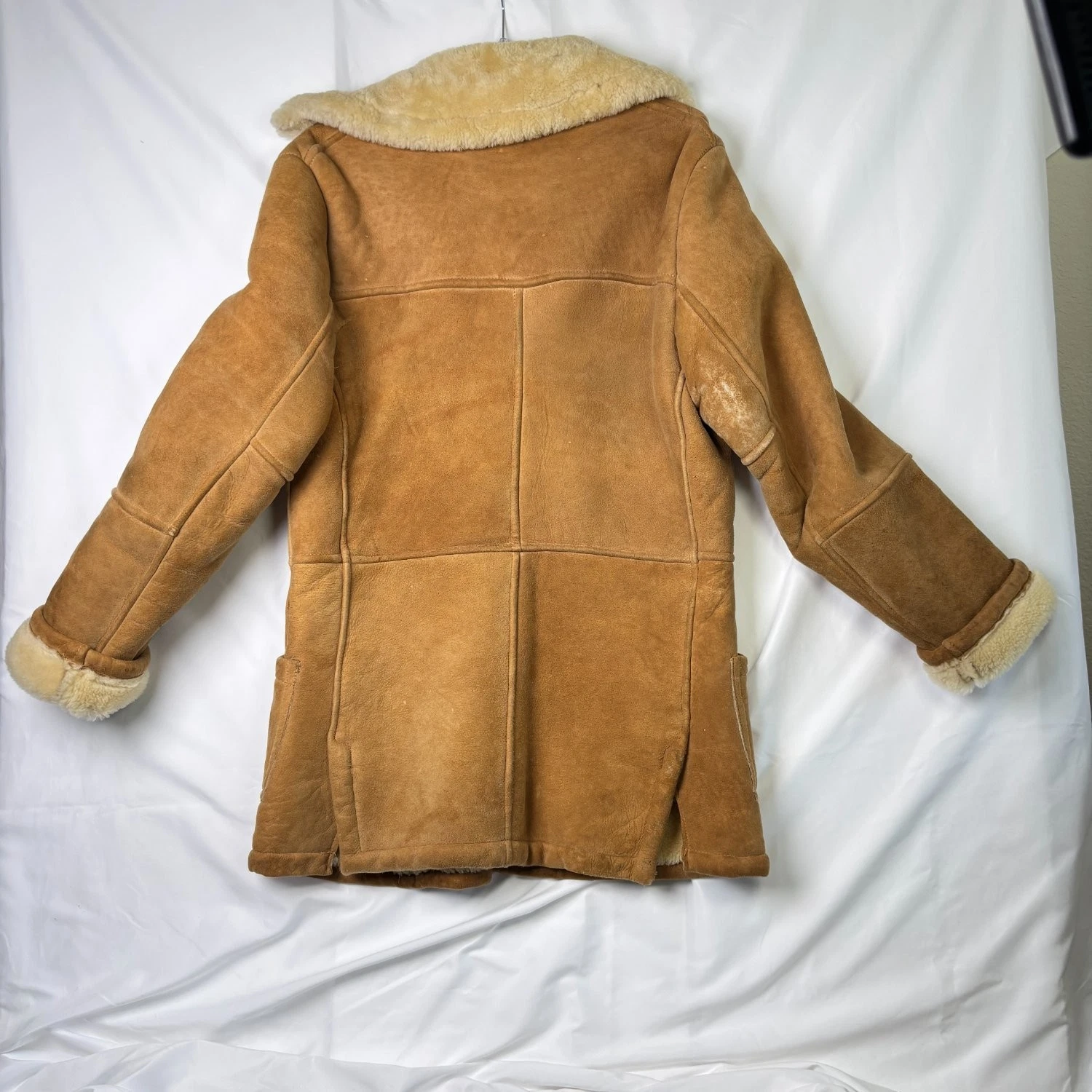 Vtg Ice Age Shearling Coat 70s Mens Medium Brown Suede Leather Rancher Jacket image 12