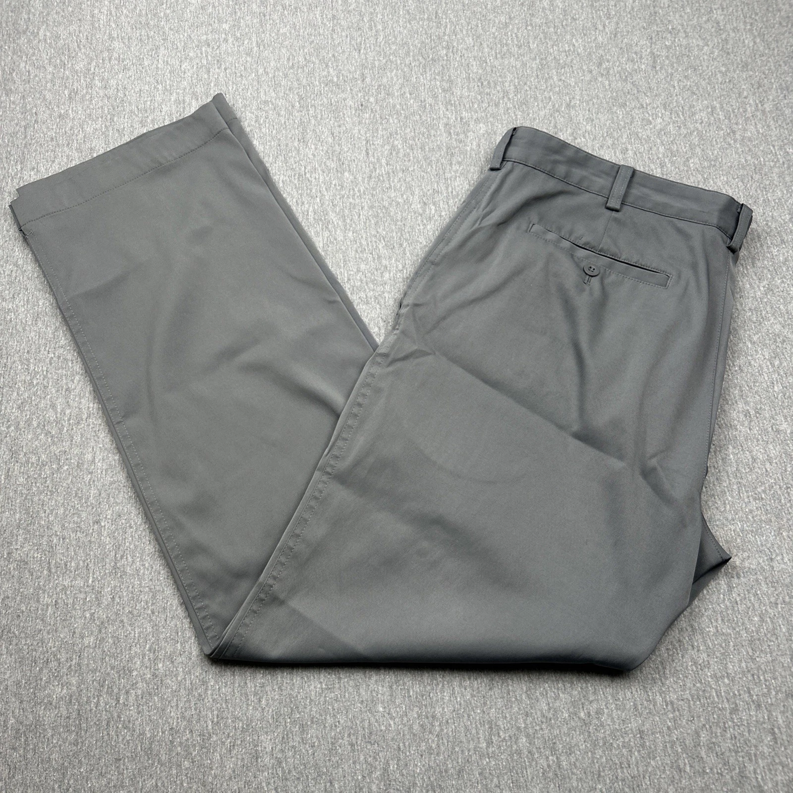 NikeGolf Dri-Fit Men's 36 x 32 Gray Lightweight Flat Front Pants
