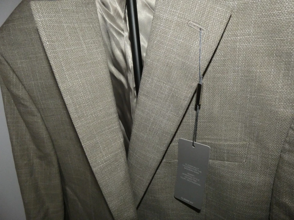 Nuevo Abrigo Deportivo Michael Kors Para Hombre Beige Ajuste Clásico Traje Chaqueta Talla 44R Foto 4 de 4