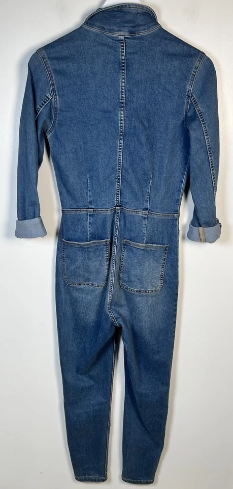 Mono Lennox FREE PEOPLE Talla Pequeña Manga Larga Cremallera Frontal Azul Denim Elástico Foto 4 de 4
