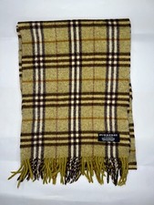 Burberry London Nova Check Plaid Lambswool Scarf Olive Green