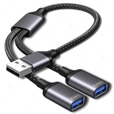 USB Splitter 1 zu 2, USB Doppelstecker Y Kabel Verteiler 1 auf 2 Adapter, Dual P