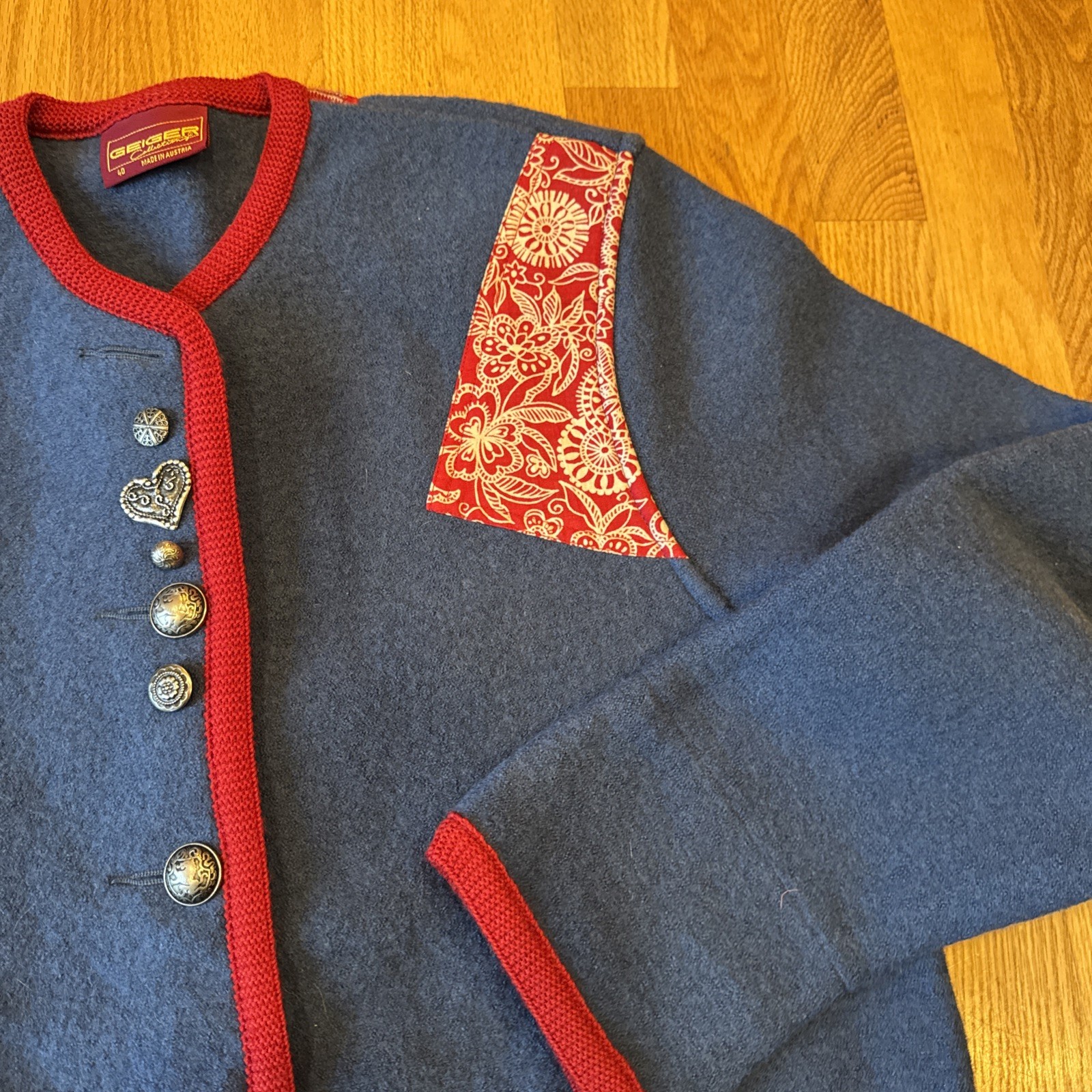 Geiger Women’s Patchwork Boiled Blue Wool Sweater… - image 3