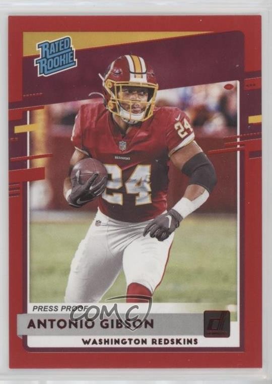 2020 Panini Donruss Rated Rookie Press Proof Red Antonio Gibson #335 0k26