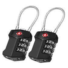 ZHEGE TSA Approved Locks for Luggage Resettable Black, 2 Pack 3 Digit Key...