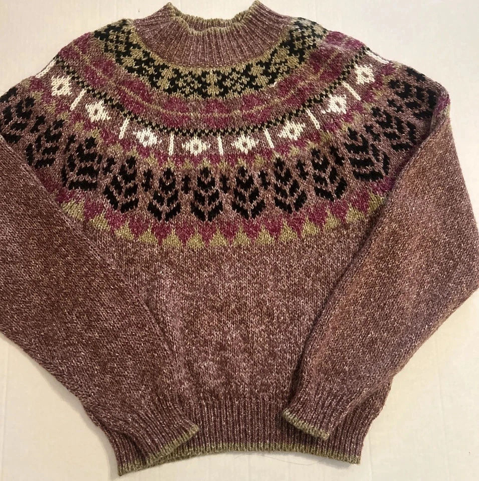 Suéter De Colección Años 80 Púrpura Fair Isle Mujer Talla Pequeña Mezcla de Algodón Cottagecore Nórdico Foto 4 de 4