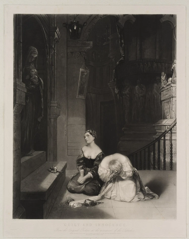 EGAN (*1799) nach HERBERT (*1810), Schuld und Unschuld,  1835, Mezzotinto - Bild 2 von 4