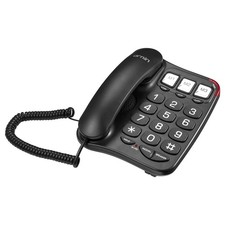 S016 Big Button Corded Telephone with Speaker, Desk Black