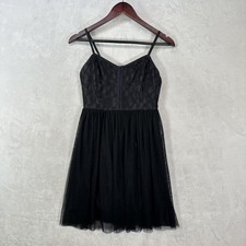 American Eagle Dress Womens 2 Black Lace Tulle Hook Eye Mini Ballet Y2K Coquette