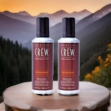 😎2xCan LOT AMeRiCan CReW Techseries TeXTure STYLING CoNTRoL Anti-FriZZ Foam GeL