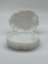 Set Of 4 Hazel-Atlas 692 Milk Glass Grape Leaf Relish/Trinket/Candy Dishes
